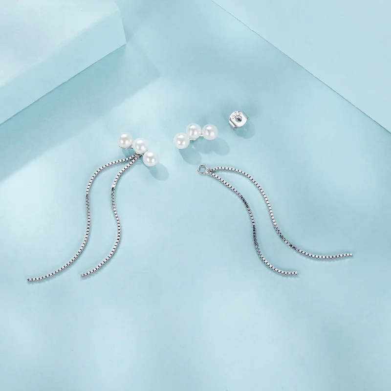 (slika za) Uhani z bisernimi resicami v stilu PANDORA - SCE1777 - Ogled 3