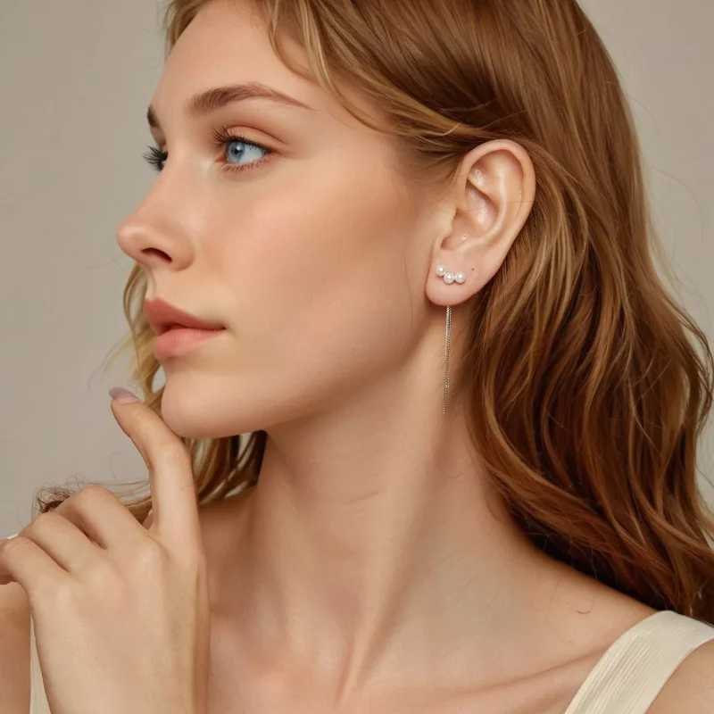 (slika za) Uhani z bisernimi resicami v stilu PANDORA - SCE1777 - Ogled 7