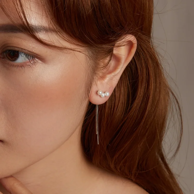 (slika za) Uhani z bisernimi resicami v stilu PANDORA - SCE1777 - Ogled 9