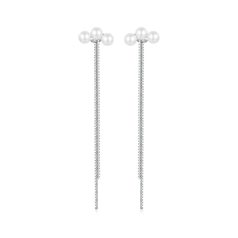 (slika za) Uhani z bisernimi resicami v stilu PANDORA - SCE1777 - Slika izdelka