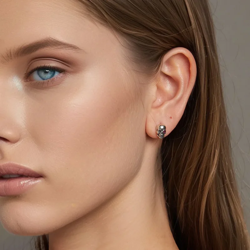 (slika za) Uhani z lobanjo v stilu PANDORA - SCE1771 - Ogled 7