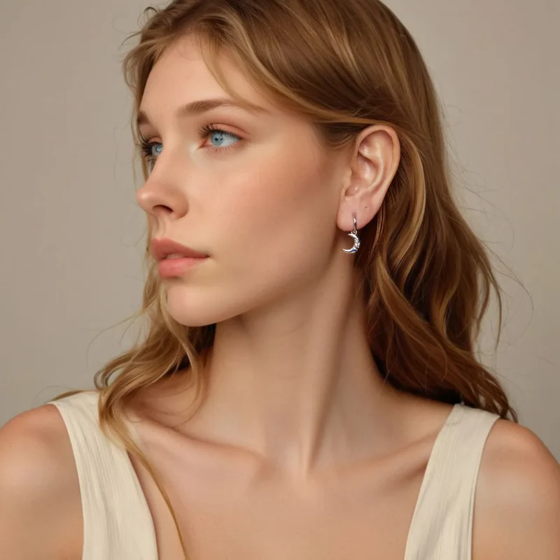 (slika za) Uhani z luno v stilu PANDORA - SCE1778 - Ogled 7