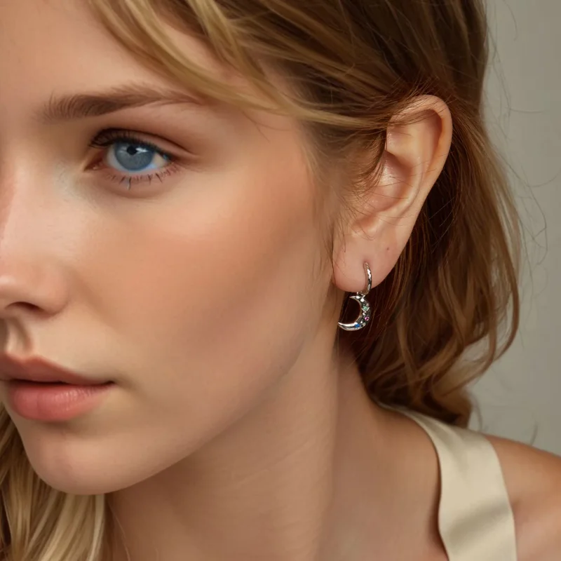 (slika za) Uhani z luno v stilu PANDORA - SCE1778 - Ogled 8