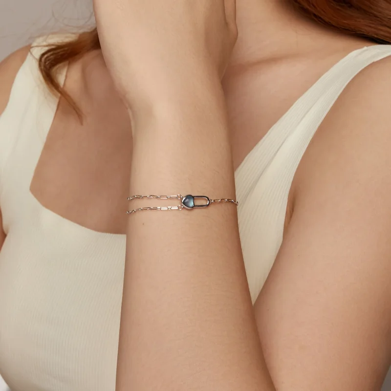 (slika za) Zapestnica iz naravnega akvamarina v stilu PANDORA - BSB191 - Ogled 9