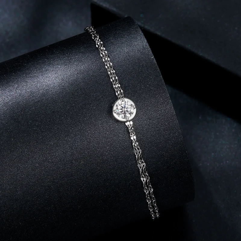(slika za) Zapestnica z dvojno ploščico iz moissanita 0,5 ct PANDORA Style (z enim certifik - Ogled 2