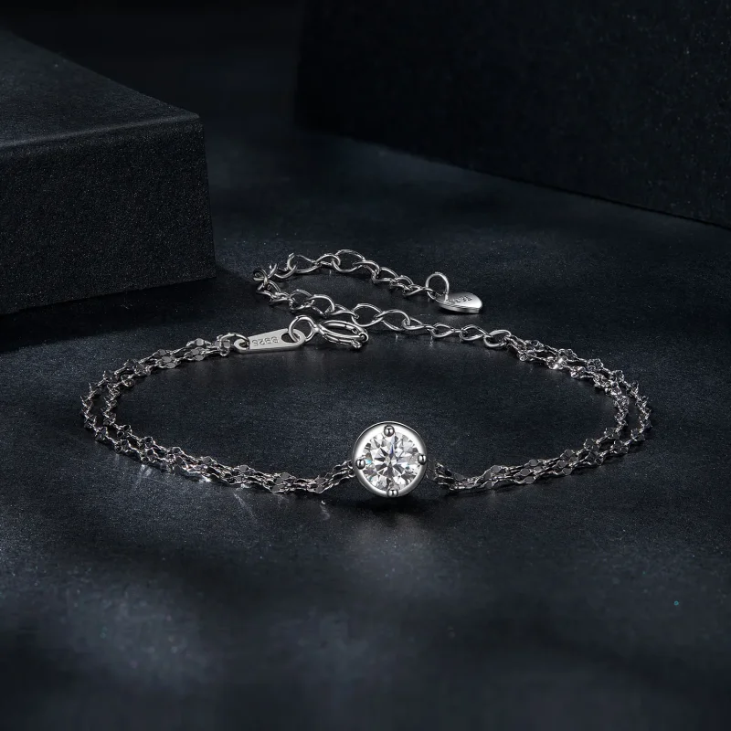 (slika za) Zapestnica z dvojno ploščico iz moissanita 0,5 ct PANDORA Style (z enim certifik - Ogled 3