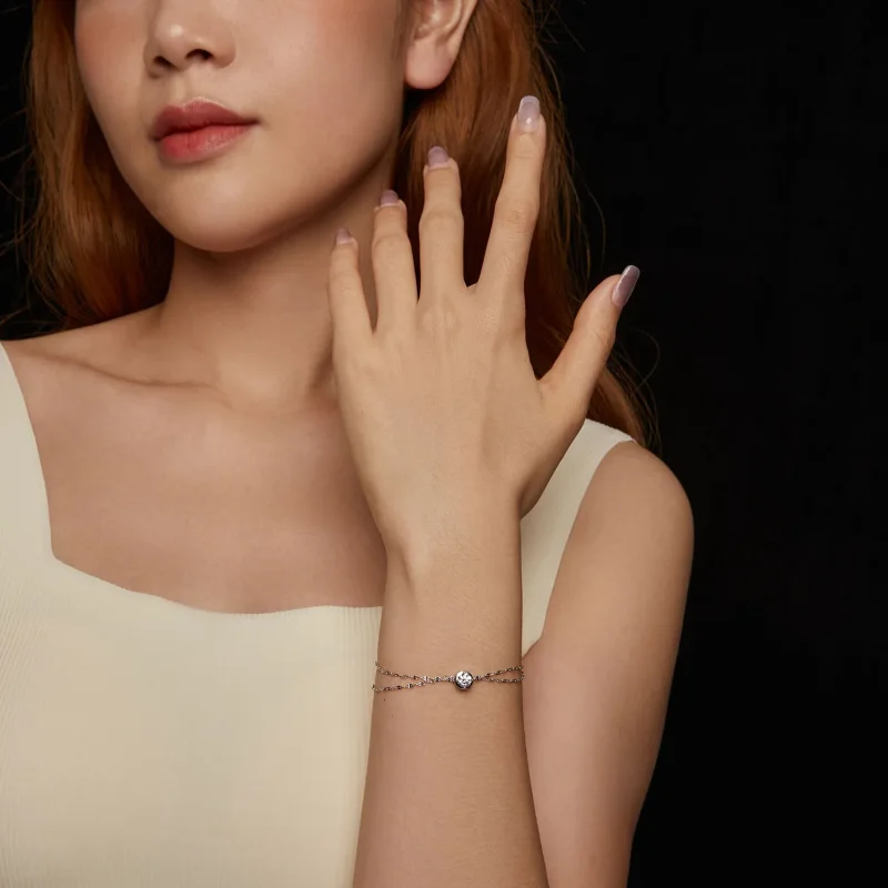 (slika za) Zapestnica z dvojno ploščico iz moissanita 0,5 ct PANDORA Style (z enim certifik - Ogled 6