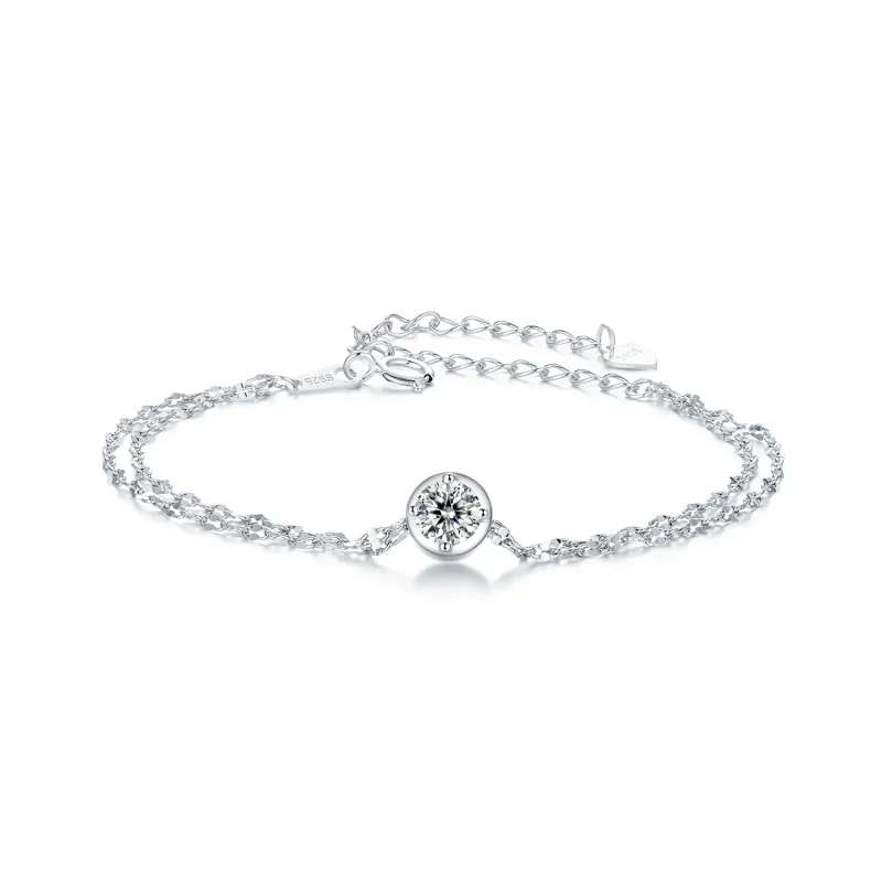 (slika za) Zapestnica z dvojno ploščico iz moissanita 0,5 ct PANDORA Style (z enim certifikatom) - MSB020 - Slika izdelka