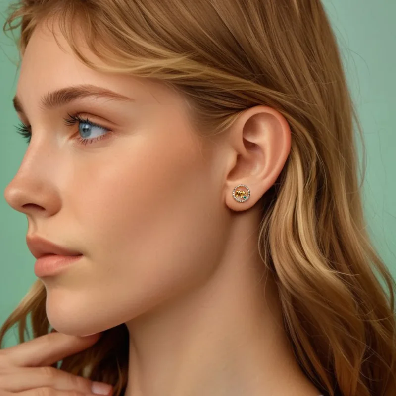 (slika za) Zlati slončki uhani v stilu PANDORA - SCE1794 - Ogled 8