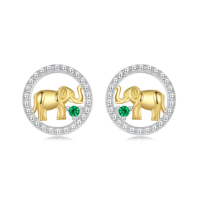 (slika za) Zlati slončki uhani v stilu PANDORA - SCE1794 - Slika izdelka