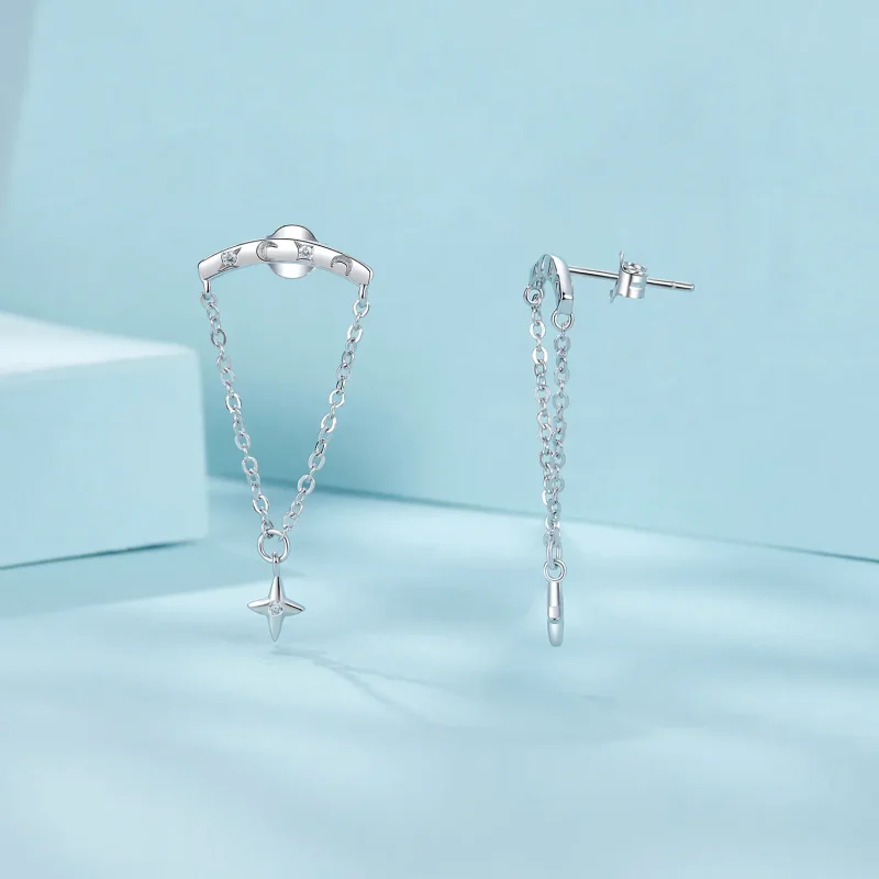 (slika za) Zvezdasti uhani s kitkami v stilu PANDORA - SCE1767 - Ogled 3