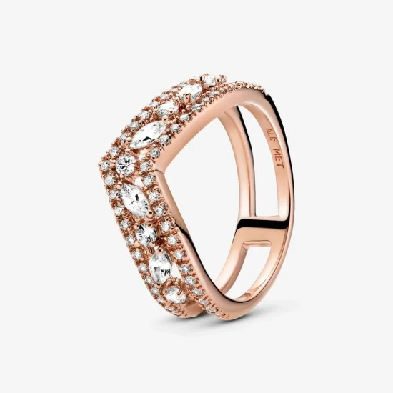 (slika za) Pandora Bleščeči prstan Marquise Double Wishbone - 189095C01