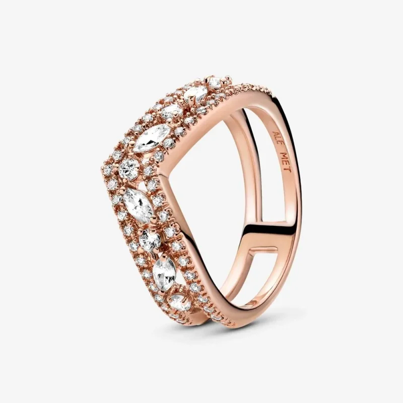 (slika za) Pandora Bleščeči prstan Marquise Double Wishbone - 189095C01