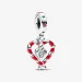 PANDORA Dvojni viseči božični obesek s sladkornima palicama v obliki srca - 792822C01 PANDORA Dvojni viseči božični obesek s sladkornima palicama v obliki srca - 792822C01