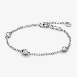 (slika za) Pandora Era Bezel Lab-gown Diamond Station Chain Bracelet 0.30 karat tw Sterling Silver - 593109C01