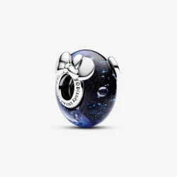 PANDORA Obesek z Disney junakoma Mickey Mouse in Minnie Mouse iz modrega muranskega stekla - 792958C01