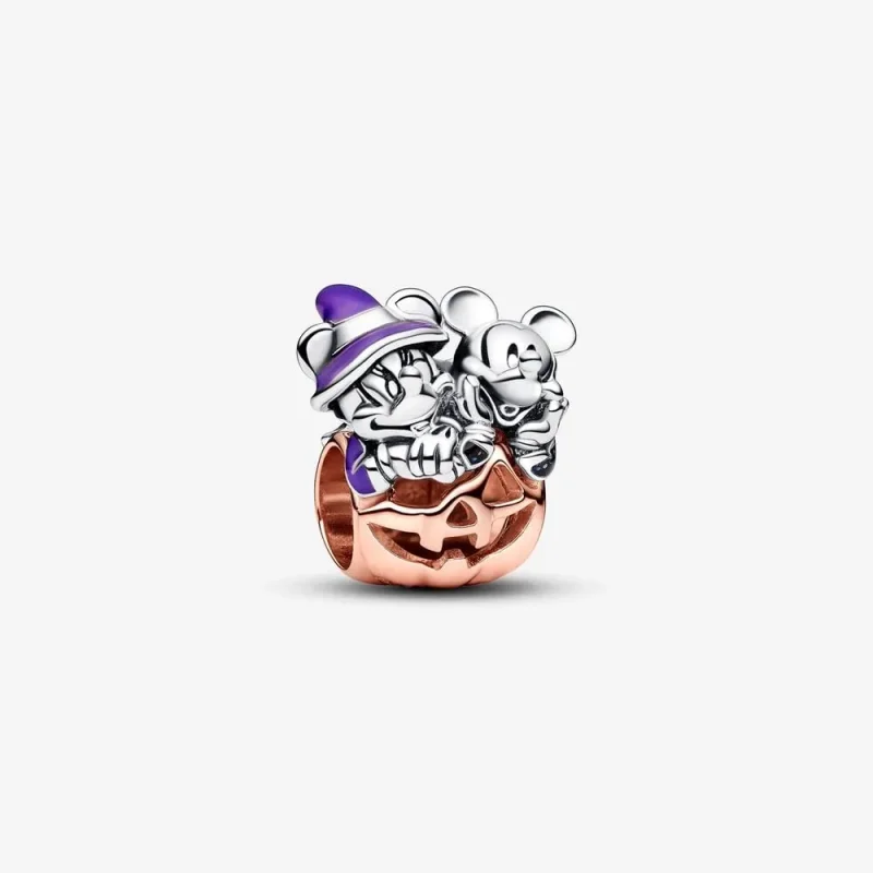 (slika za) PANDORA Obesek z Disneyjevima junakoma Mickey Mouse & Minnie Mouse ter bučo za noč čarovnic - 782816 - Slika izdelka