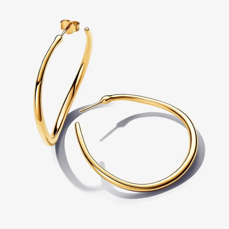 PANDORA Organsko oblikovani odprti obročasti uhani velikosti 42 mm - 263299C00