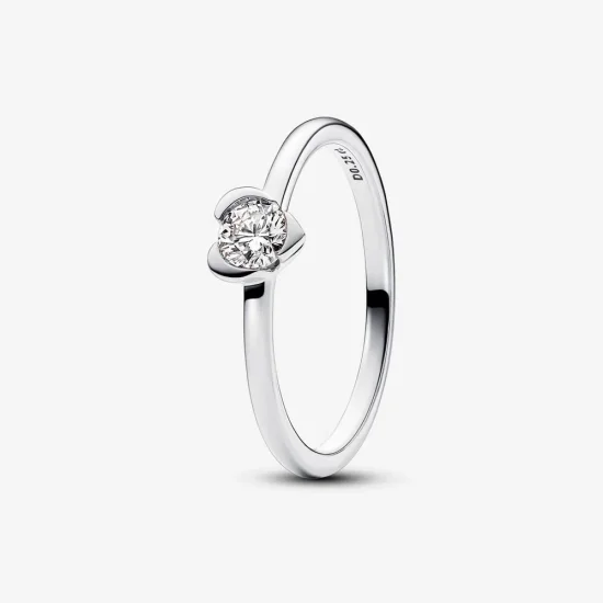 (slika za) Pandora Talisman Laboratorijski prstan z diamanti v obliki srca 0,25 karata tw šterling srebro - 193115C01