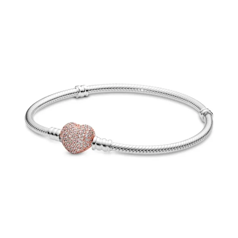 (slika za) PANDORA Zapestnica z pavé srce - 586292CZ - Slika izdelka