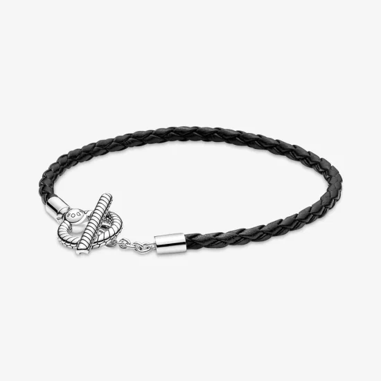(slika za) Pletena usnjena zapestnica T-Bar Pandora - 591675C01