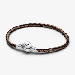 Zapestnica Pandora Moments iz pletenega usnja z zaponko z motivom Disneyjeve risanke Lion King - 593361C01