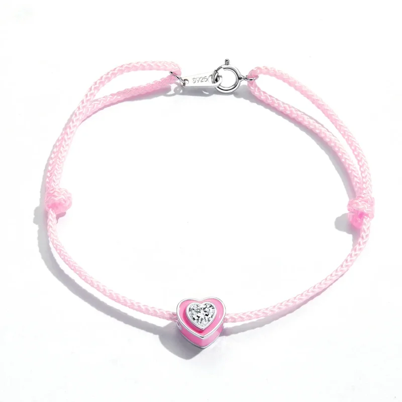 (slika za) Pandora Style Pink Heart Anklet - SCT022 - Ogled 2
