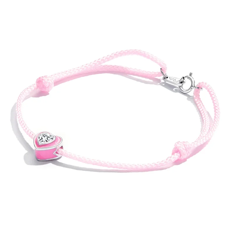 (slika za) Pandora Style Pink Heart Anklet - SCT022 - Ogled 3
