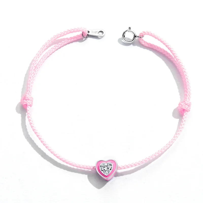 (slika za) Pandora Style Pink Heart Anklet - SCT022 - Ogled 4
