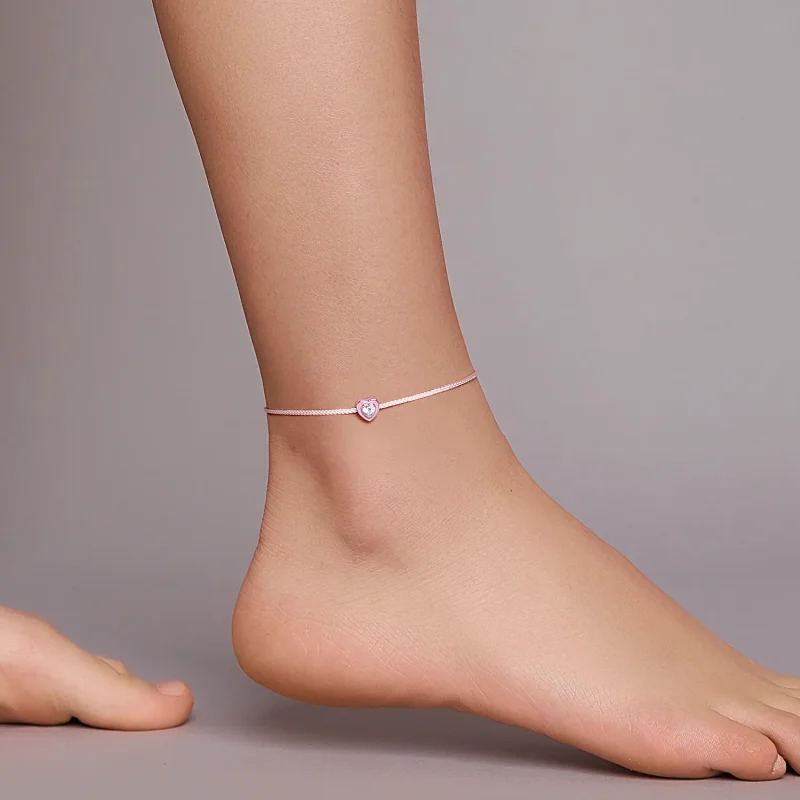 (slika za) Pandora Style Pink Heart Anklet - SCT022 - Ogled 5