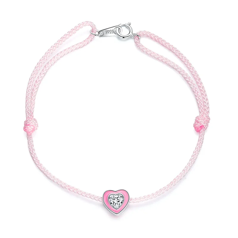 (slika za) Pandora Style Pink Heart Anklet - SCT022 - Slika izdelka