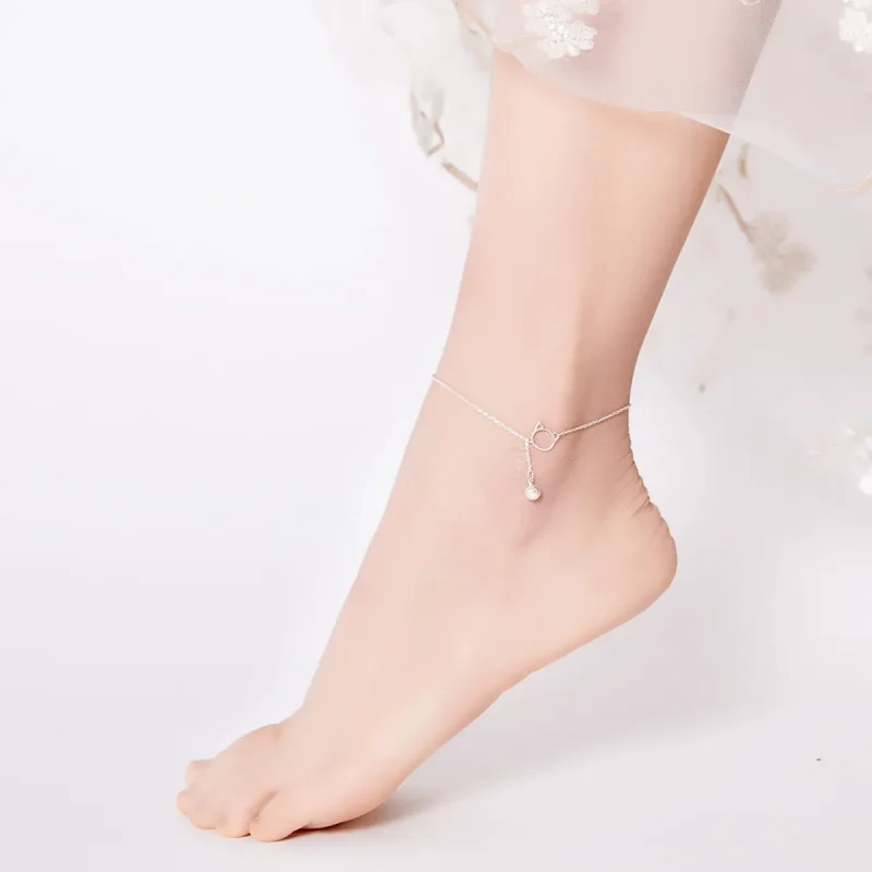 (slika za) Pandora Style Silver Cute Kitten & Bell Anklet - SCT003 - Ogled 3