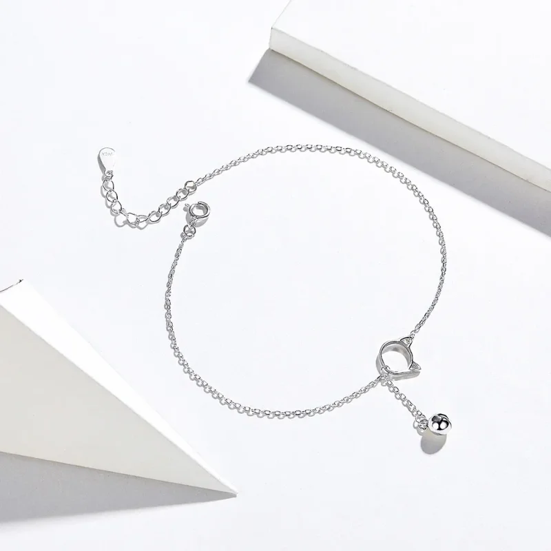 (slika za) Pandora Style Silver Cute Kitten & Bell Anklet - SCT003 - Ogled 4