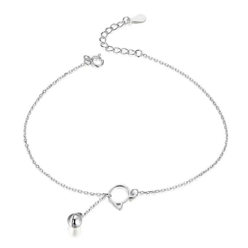 (slika za) Pandora Style Silver Cute Kitten & Bell Anklet - SCT003 - Slika izdelka