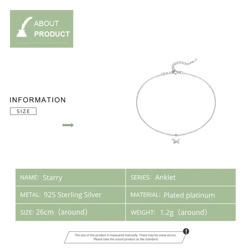 (slika za) Pandora Style Silver Starry Anklet - SCT009 - Ogled 5