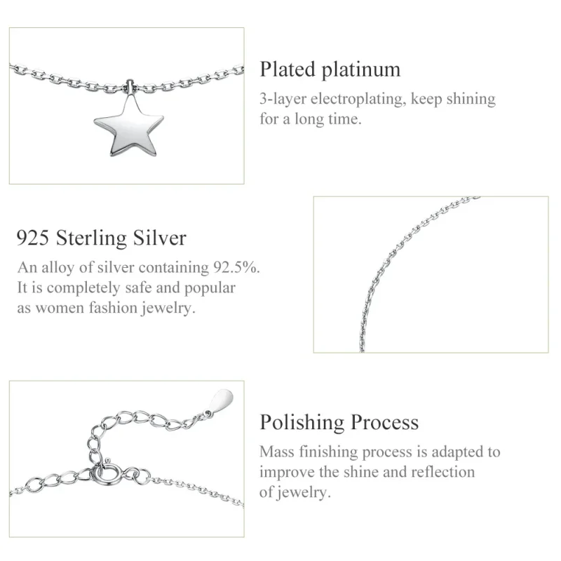 (slika za) Pandora Style Silver Starry Anklet - SCT009 - Ogled 6