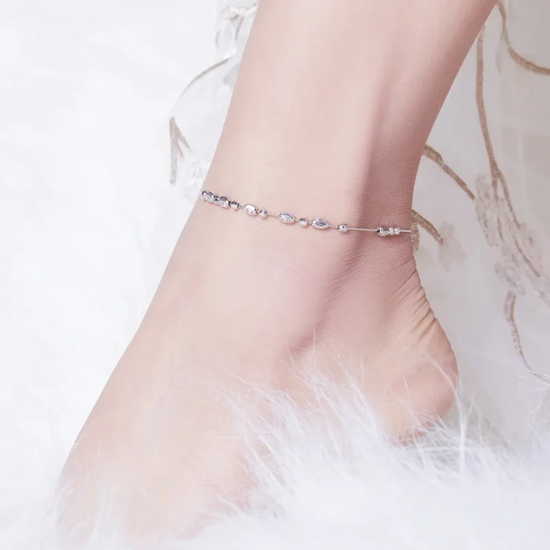 (slika za) Srebrni gležnjar z majhnimi okroglimi kroglicami v stilu Pandora - SCT010 - Ogled 3