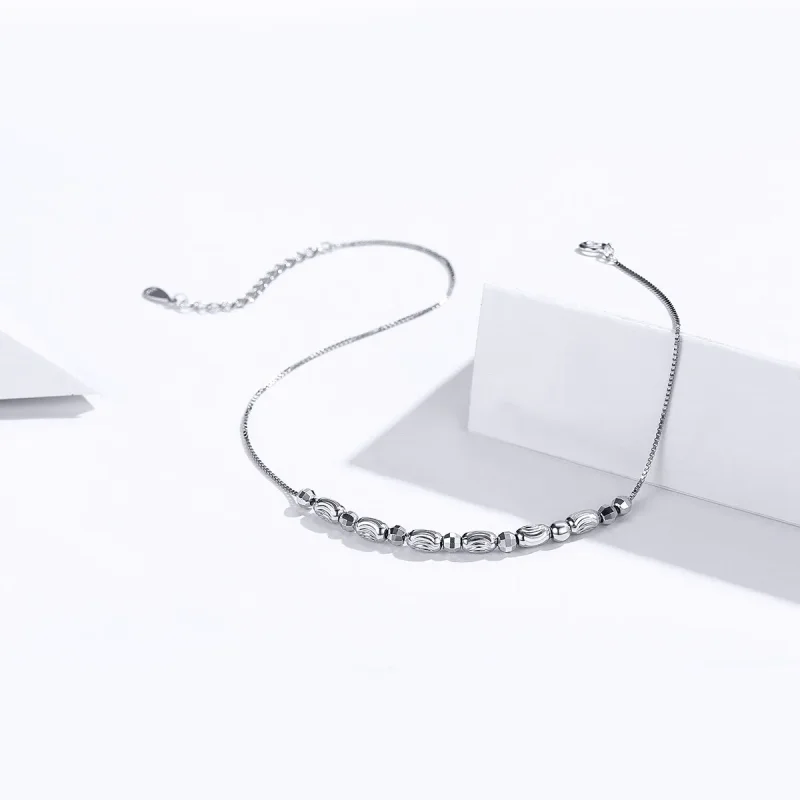 (slika za) Srebrni gležnjar z majhnimi okroglimi kroglicami v stilu Pandora - SCT010 - Ogled 4