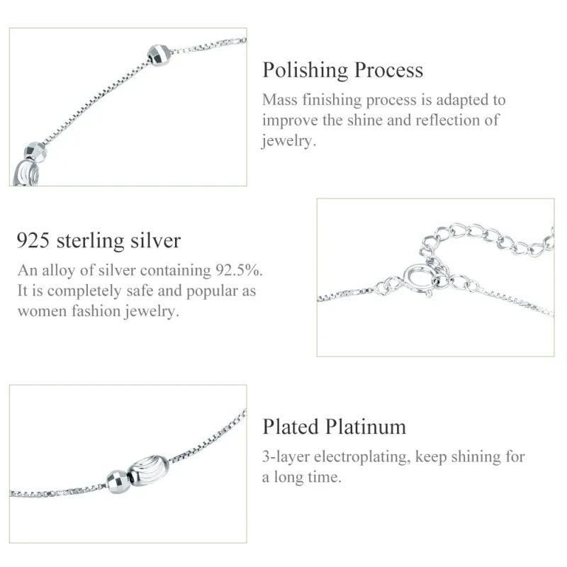 (slika za) Srebrni gležnjar z majhnimi okroglimi kroglicami v stilu Pandora - SCT010 - Ogled 6