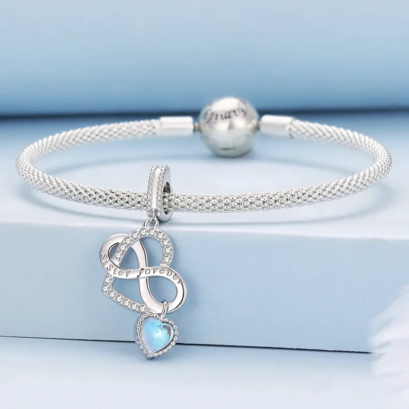 (slika za) Obesek s sestrskim srcem v stilu Pandora - BSC860 - Ogled 3