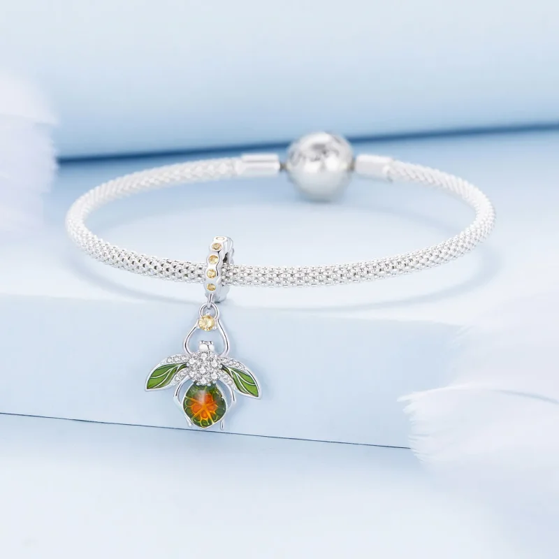 (slika za) Obesek z obeskom z limonino čebelo v stilu Pandora - BSC882 - Ogled 3