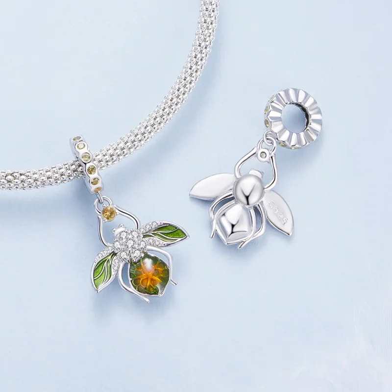 (slika za) Obesek z obeskom z limonino čebelo v stilu Pandora - BSC882 - Ogled 4