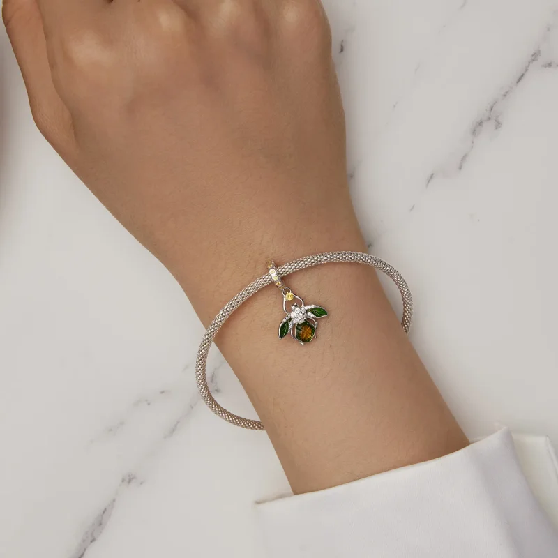 (slika za) Obesek z obeskom z limonino čebelo v stilu Pandora - BSC882 - Ogled 5