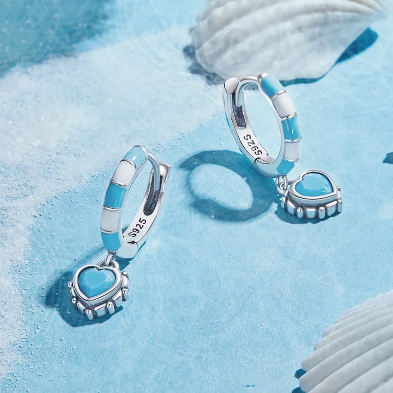 (slika za) Obročasti uhani v obliki srca v slogu Pandora - SCE1594 - Ogled 3