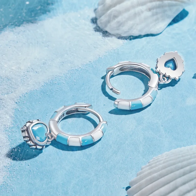 (slika za) Obročasti uhani v obliki srca v slogu Pandora - SCE1594 - Ogled 4