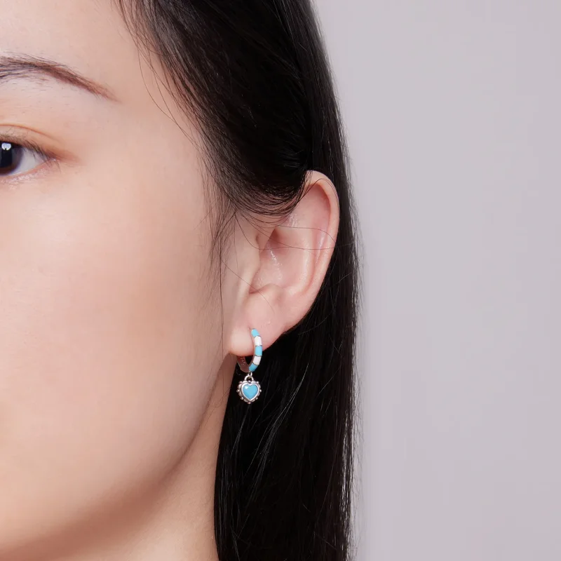 (slika za) Obročasti uhani v obliki srca v slogu Pandora - SCE1594 - Ogled 6