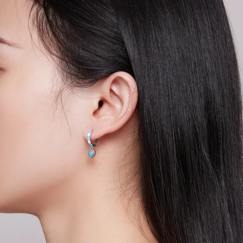 (slika za) Obročasti uhani v obliki srca v slogu Pandora - SCE1594 - Ogled 7