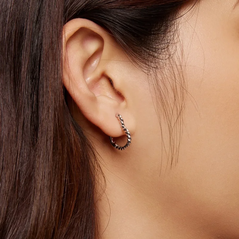 (slika za) Obročasti uhani v obliki srca v slogu Pandora - SCE1606 - Ogled 6