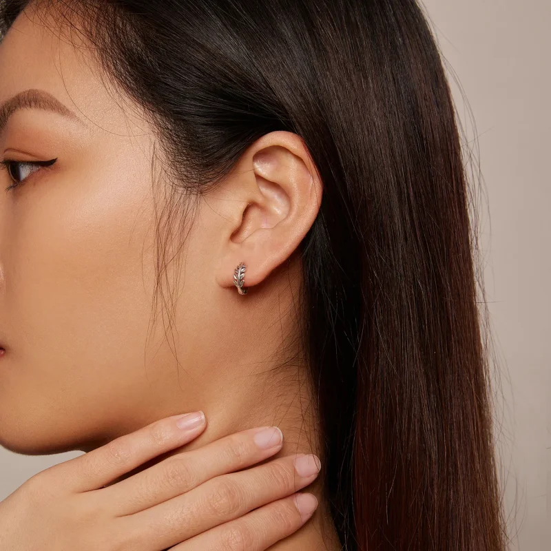 (slika za) Obročasti uhani v slogu Pandora Leaves - BSE500-A - Ogled 6