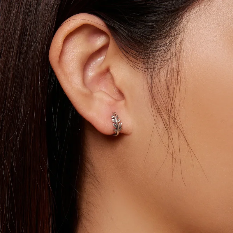 (slika za) Obročasti uhani v slogu Pandora Leaves - BSE500-A - Ogled 7